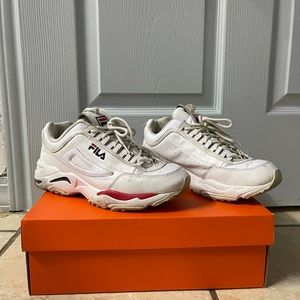 Fila white dad sneakers in women’s US 9